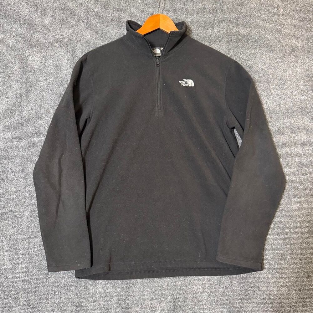 The North Face Quarter Zip Black Fleece Size Medium Mens Light Weight